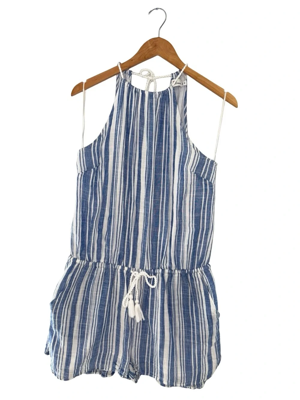 Vineyard Vines Blue and White Striped Halter Romper